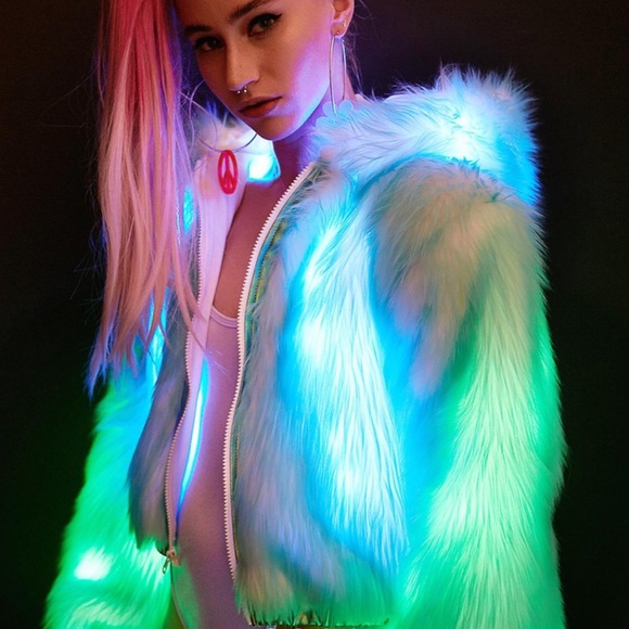 J. Valentine Jackets & Blazers - NWOT J. Valentine Aqua Faux Fur Hooded Bomber M/L